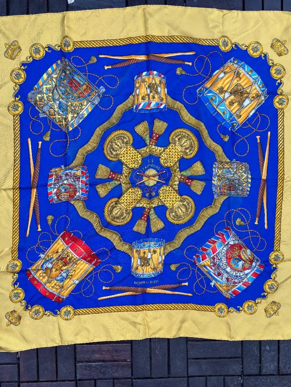 Hermes Silk Les Tambours Scarf 90